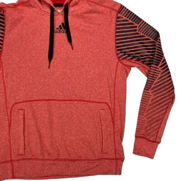 Adidas Ultimate Hoodie Mens Sz M Red Black Striped Climawarm Athletic Sweatshirt - Picture 4 of 16